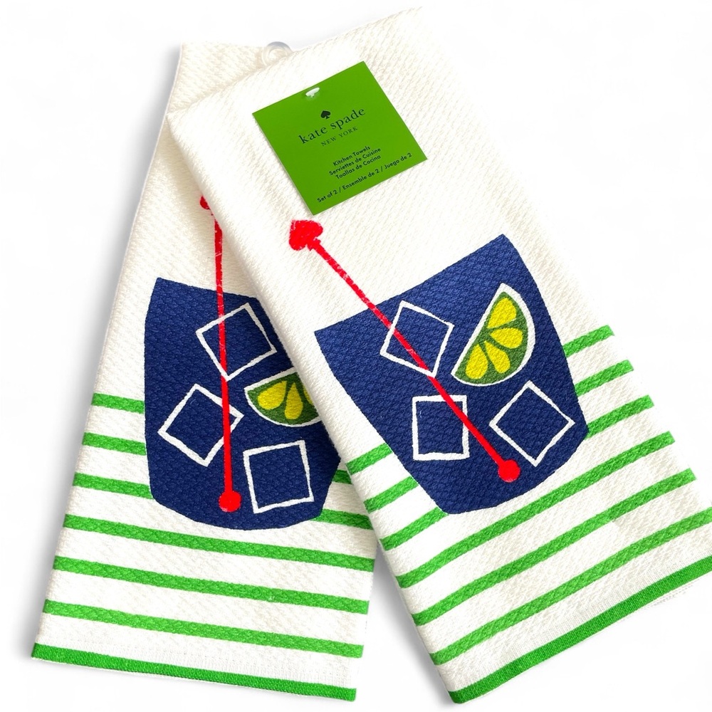KATE SPADE Set of Two 100% Cotton Cocktail Kitchen Towels